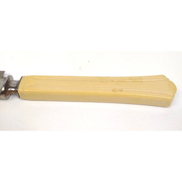 Vintage Butterscotch Bakelite Handle Stainless Steel Slicing Knife by Universal - Picture 4 of 6